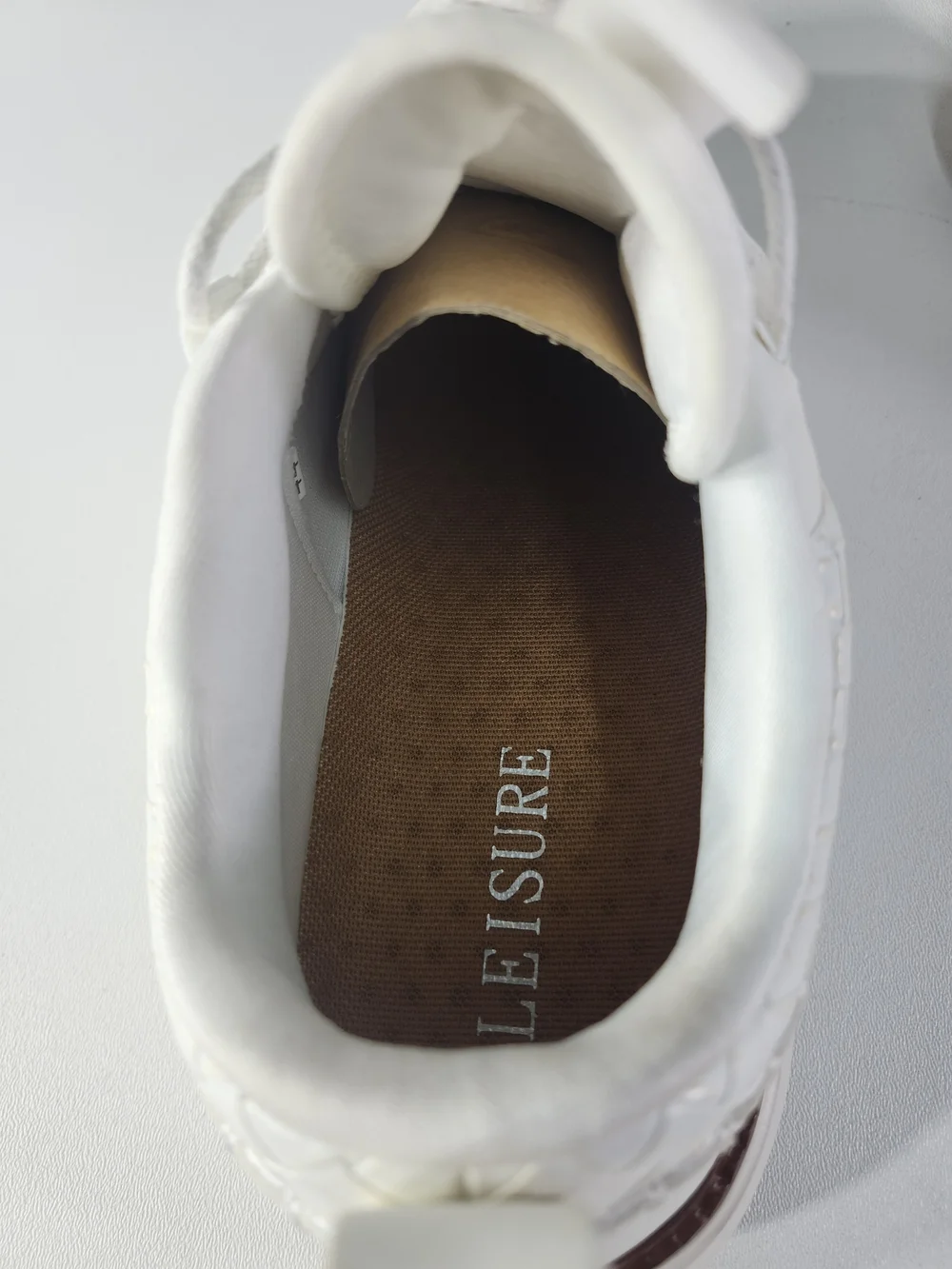 White Men’s Woven Leather Sneakers with Brown Trim